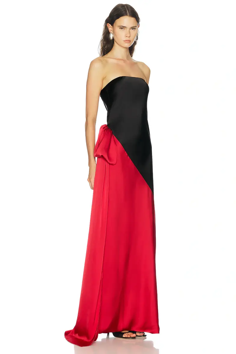 Norma Kamali Spliced Bias Strapless Gown With Bow | Thumbnail 2 Norma Kamali Spliced Bias Strapless Gown With Bow | Thumbnail 2