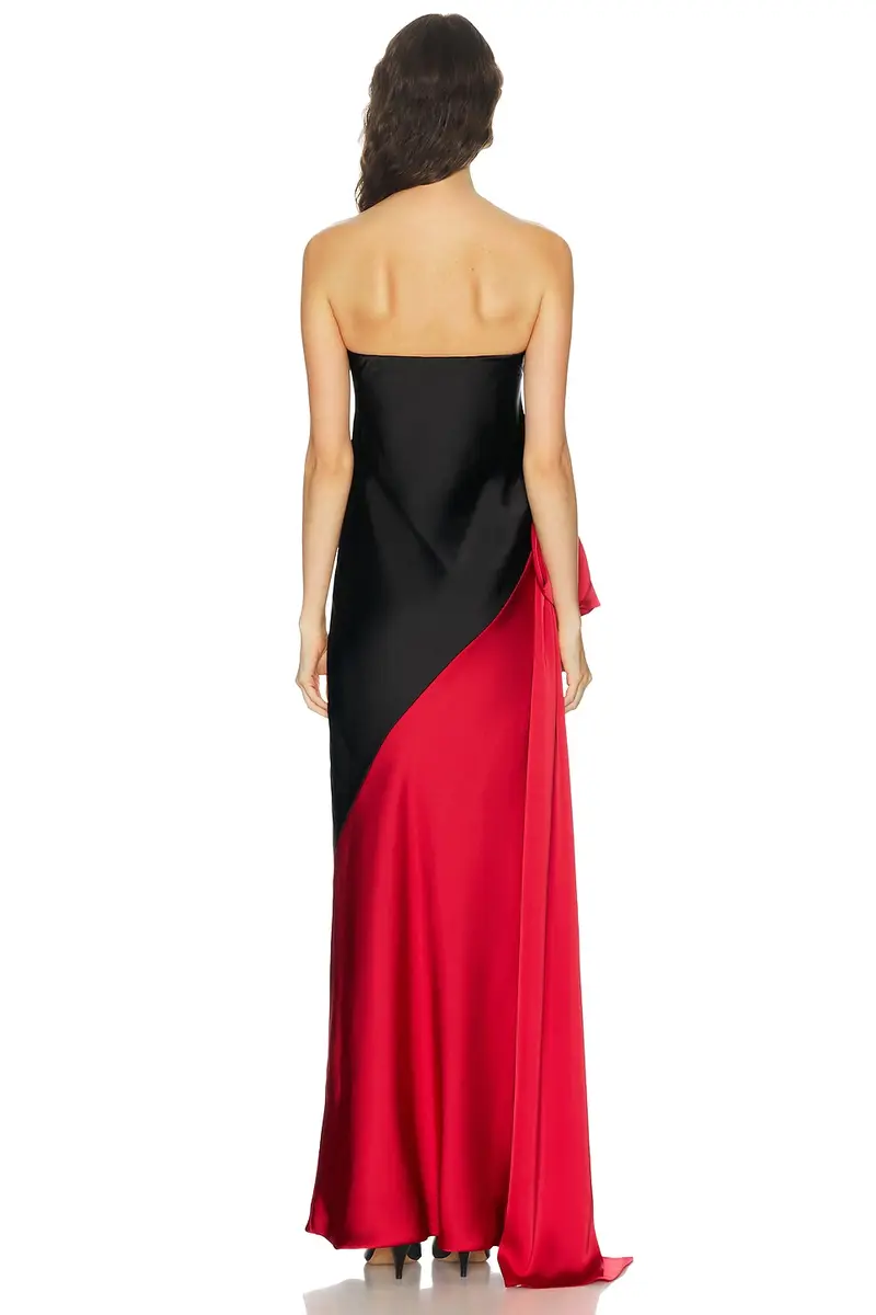 Norma Kamali Spliced Bias Strapless Gown With Bow | Thumbnail 4 Norma Kamali Spliced Bias Strapless Gown With Bow | Thumbnail 4