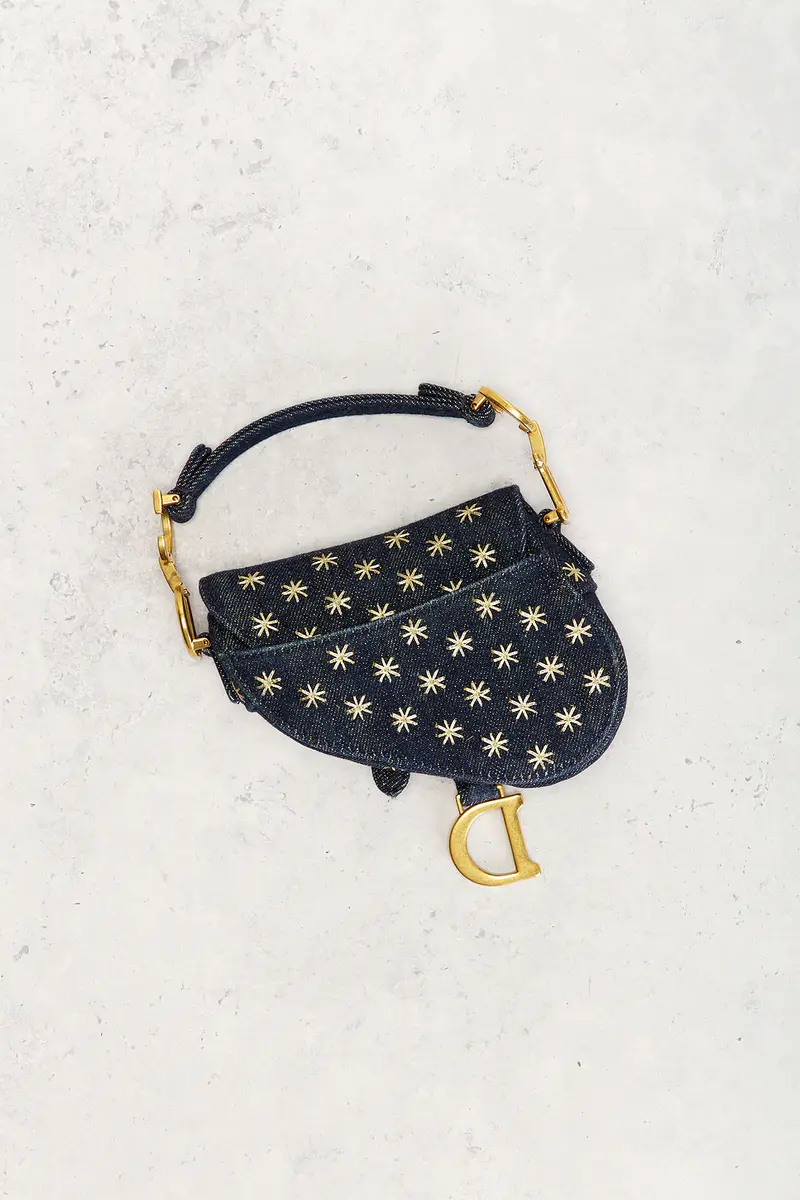Dior Dior Denim Embroidered Micro Saddle Bag Blue | Thumbnail 3 Dior Dior Denim Embroidered Micro Saddle Bag Blue | Thumbnail 3