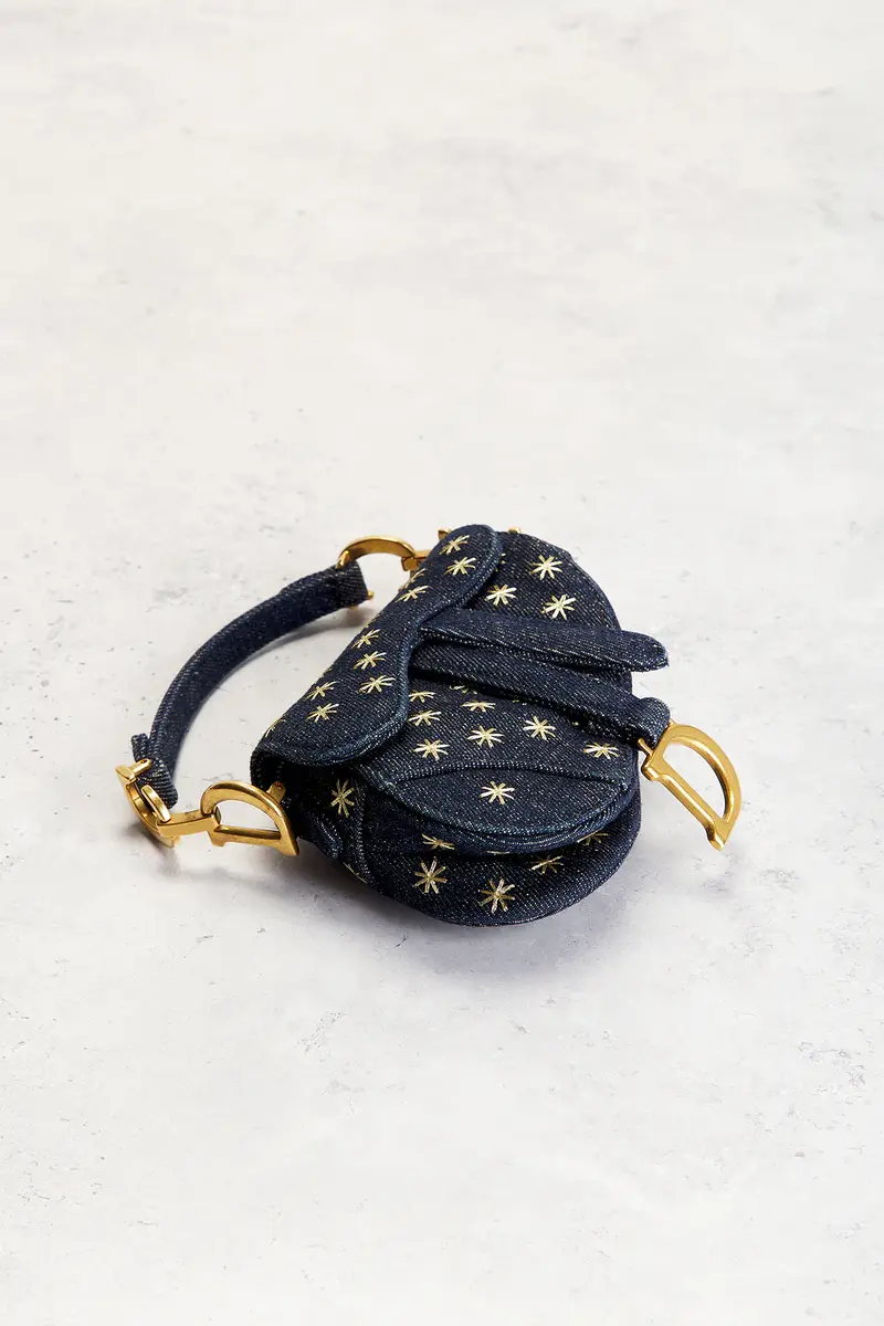 Dior Dior Denim Embroidered Micro Saddle Bag Blue | Thumbnail 4 Dior Dior Denim Embroidered Micro Saddle Bag Blue | Thumbnail 4