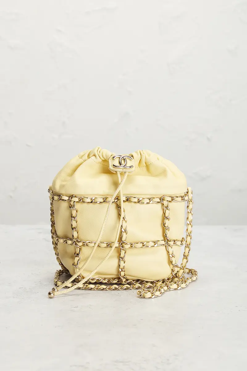 Chanel Chanel Lambskin Chain Frame Drawstring Bucket Bag | Thumbnail 2 Chanel Chanel Lambskin Chain Frame Drawstring Bucket Bag | Thumbnail 2