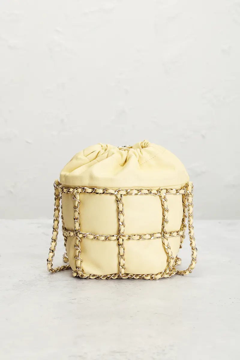 Chanel Chanel Lambskin Chain Frame Drawstring Bucket Bag | Thumbnail 3 Chanel Chanel Lambskin Chain Frame Drawstring Bucket Bag | Thumbnail 3