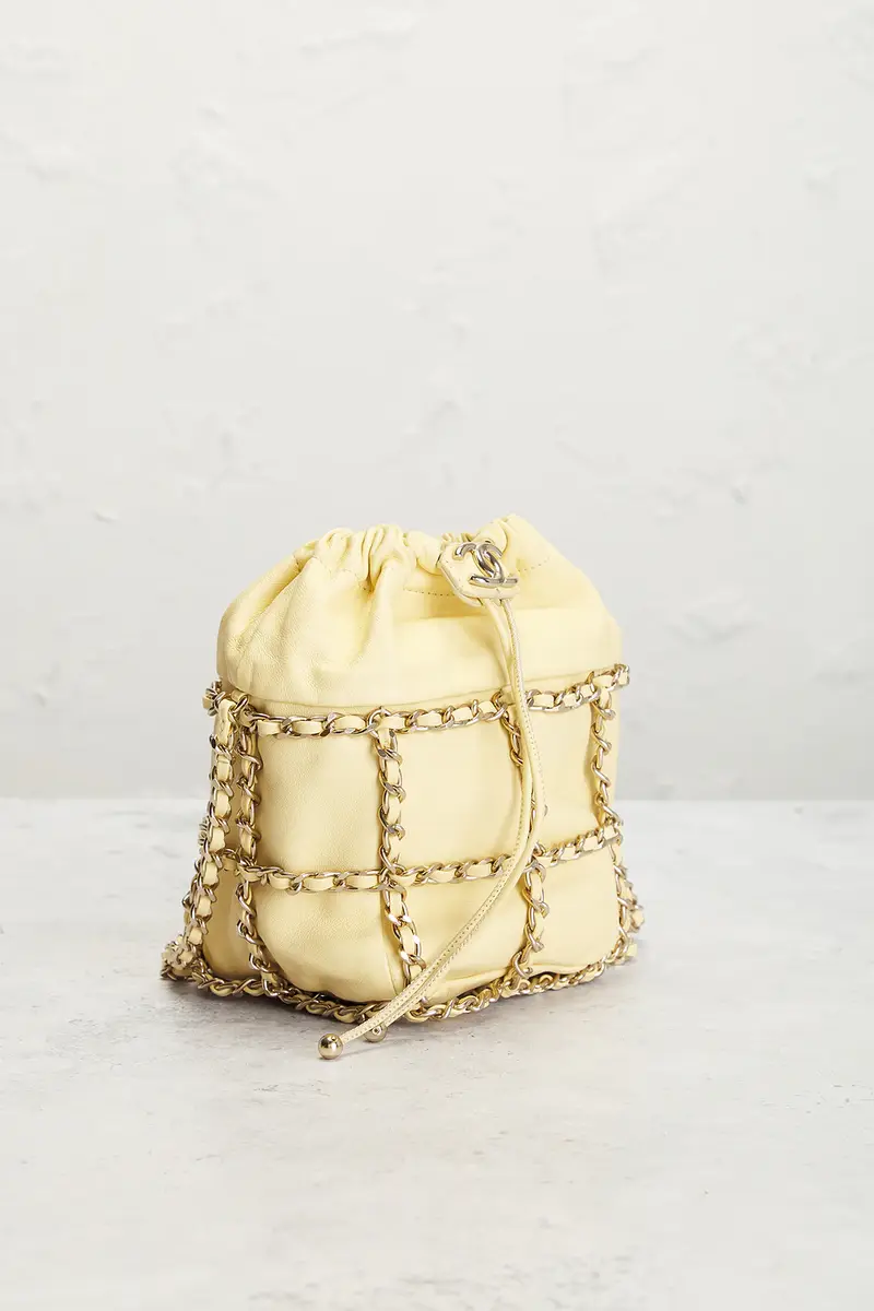 Chanel Chanel Lambskin Chain Frame Drawstring Bucket Bag | Thumbnail 4 Chanel Chanel Lambskin Chain Frame Drawstring Bucket Bag | Thumbnail 4