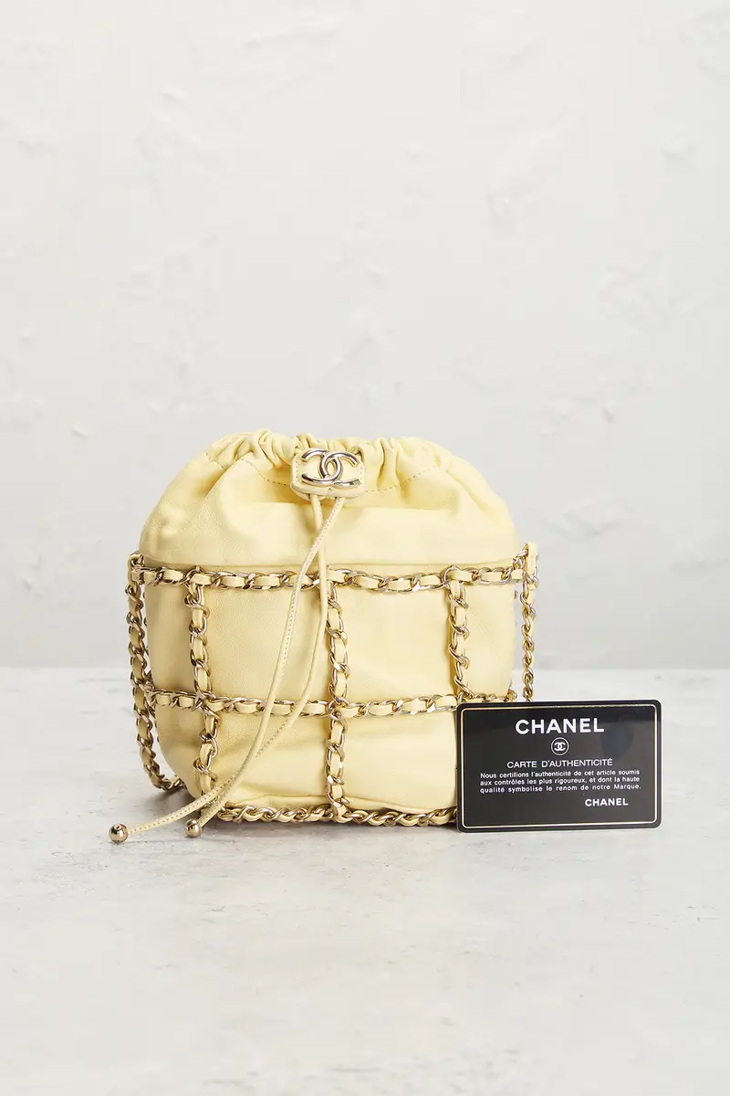 Chanel Chanel Lambskin Chain Frame Drawstring Bucket Bag | Thumbnail 8 Chanel Chanel Lambskin Chain Frame Drawstring Bucket Bag | Thumbnail 8