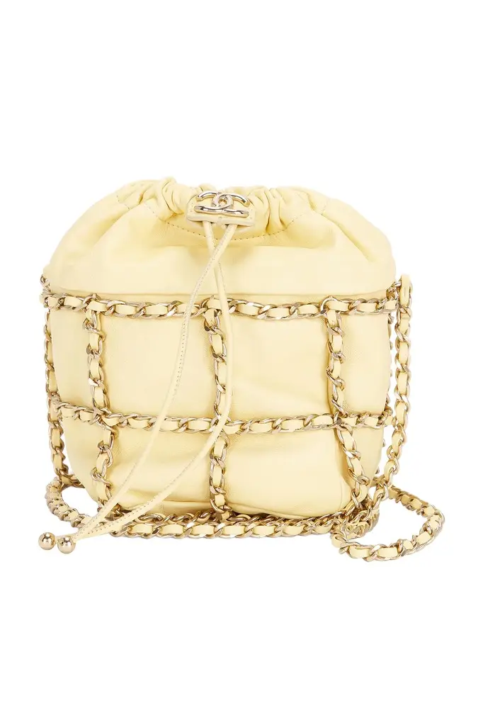 Chanel Chanel Lambskin Chain Frame Drawstring Bucket Bag
