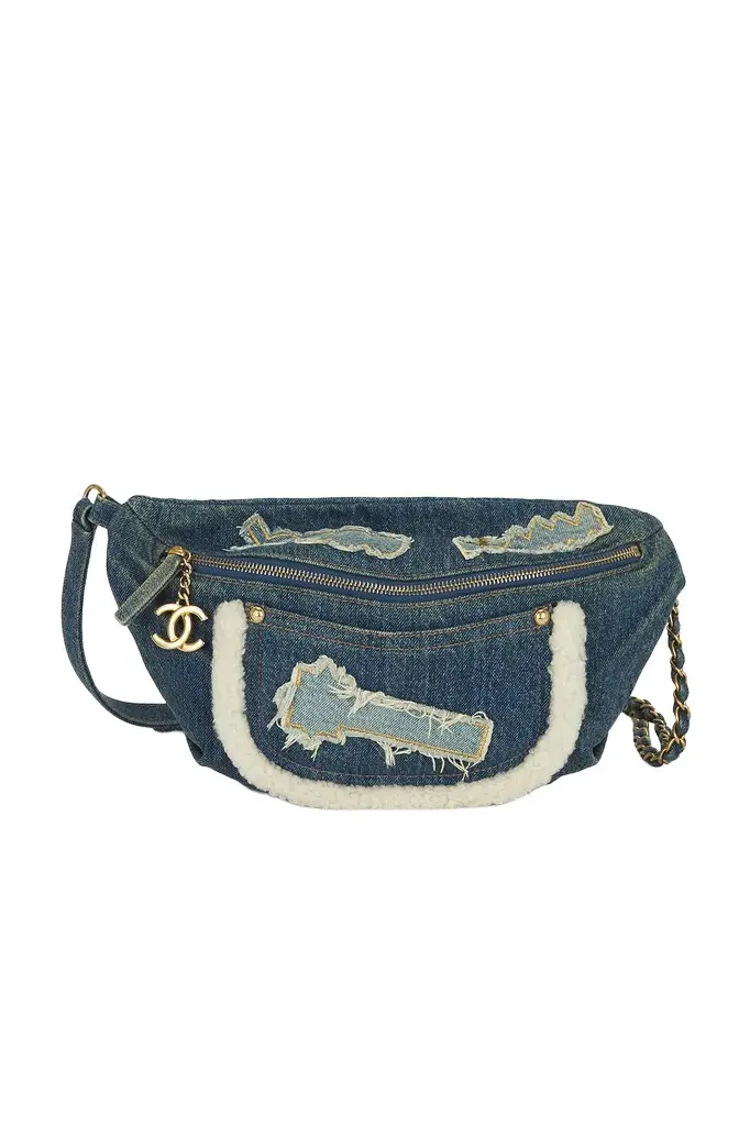Chanel Denim & Shearling Egyptian Hieroglyph Belt Bag Chanel Denim & Shearling Egyptian Hieroglyph Belt Bag