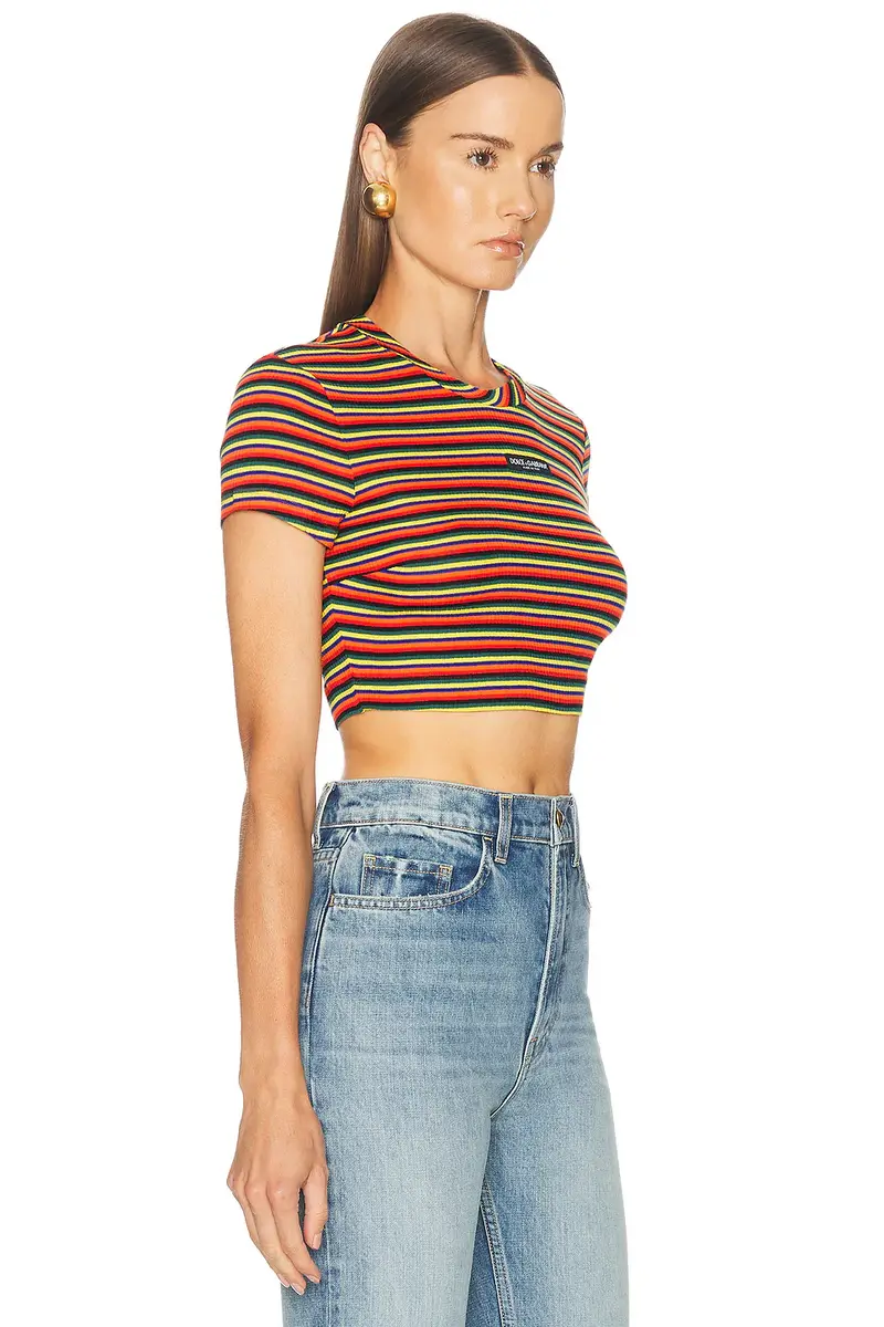 Dolce & Gabbana Jersey Rigato Cropped T-Shirt | Thumbnail 2 Dolce & Gabbana Jersey Rigato Cropped T-Shirt | Thumbnail 2