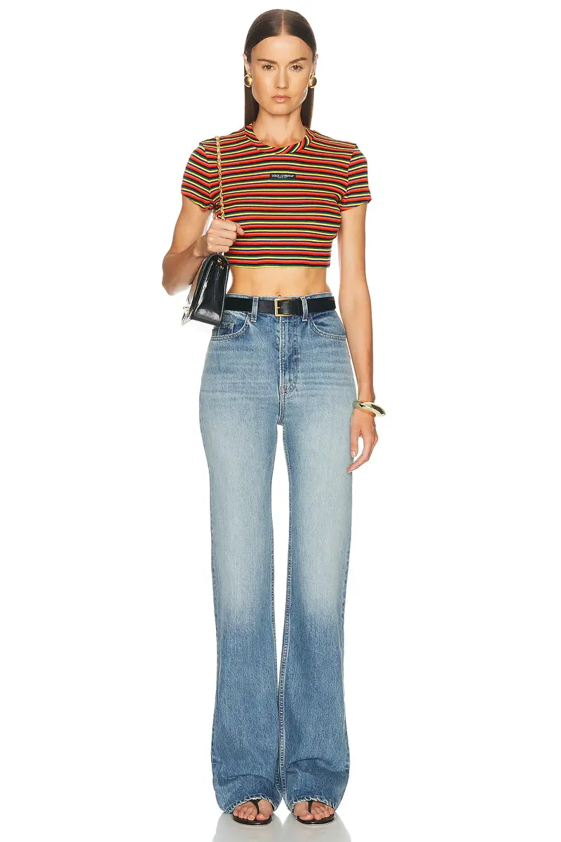 Dolce & Gabbana Jersey Rigato Cropped T-Shirt | Thumbnail 4 Dolce & Gabbana Jersey Rigato Cropped T-Shirt | Thumbnail 4