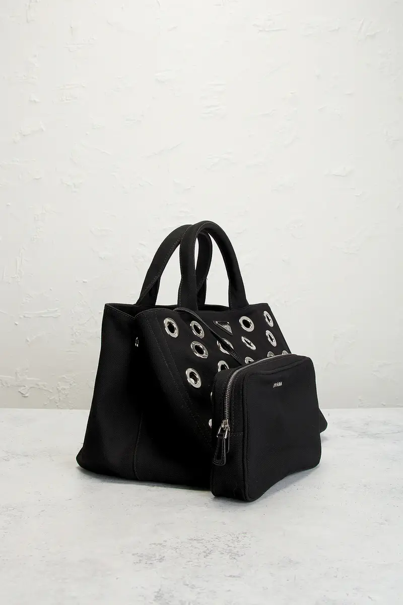 Prada Prada Grommet Canapa Tote Bag | Thumbnail 4