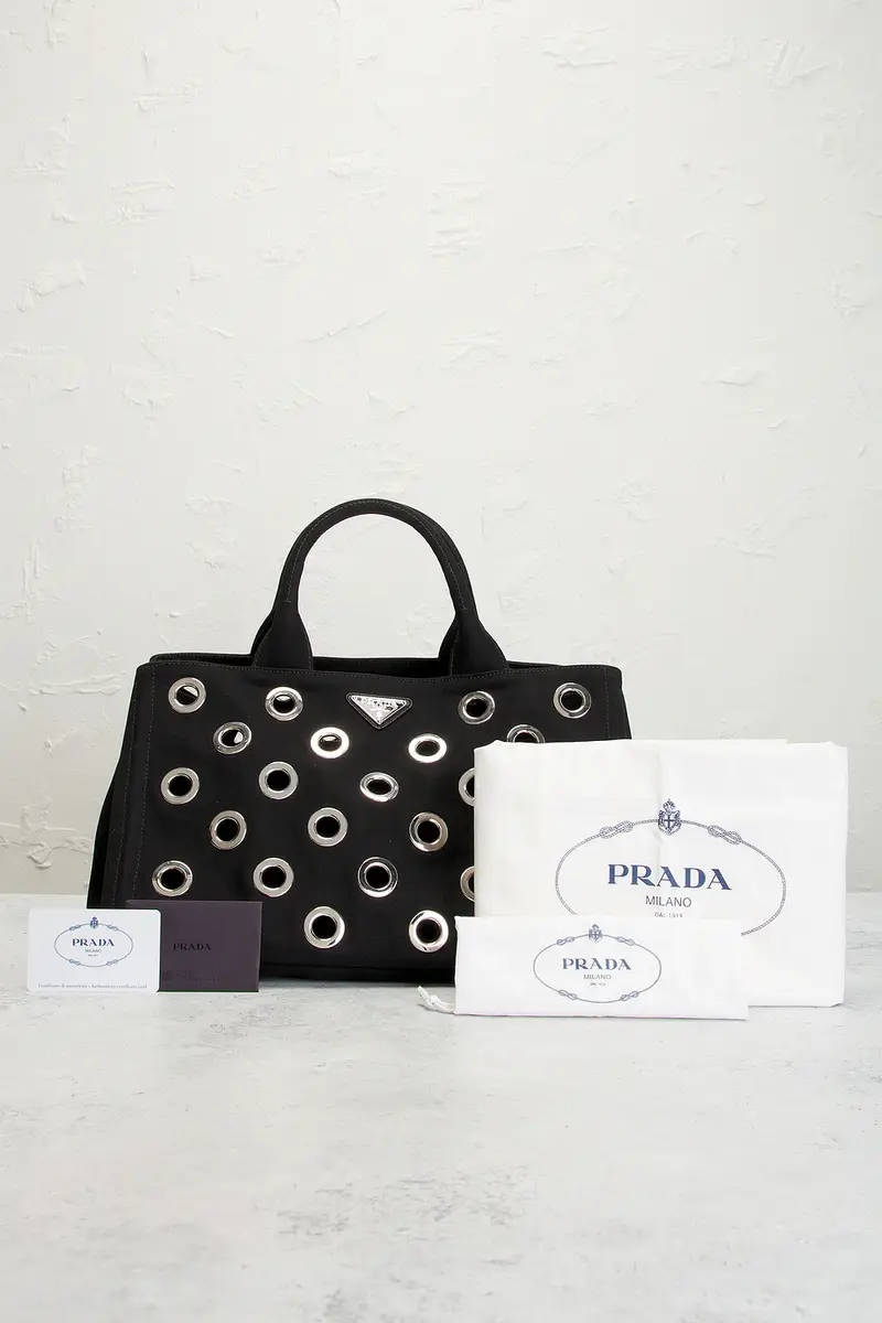 Prada Prada Grommet Canapa Tote Bag | Thumbnail 9