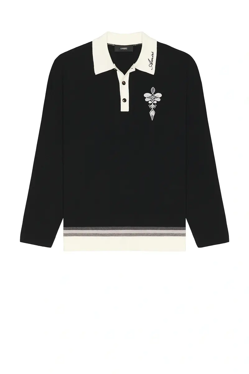 AMIRI Lasso Knit OS Long Sleeve Polo | Thumbnail 4 AMIRI Lasso Knit OS Long Sleeve Polo | Thumbnail 4