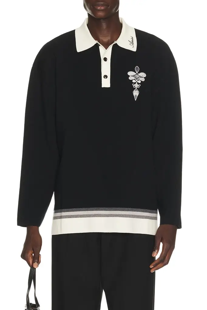 Lasso Knit OS Long Sleeve Polo Lasso Knit OS Long Sleeve Polo