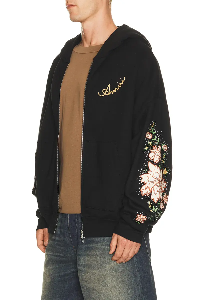 AMIRI Floral Sleeve OS Zipped Hoodie | Thumbnail 2 AMIRI Floral Sleeve OS Zipped Hoodie | Thumbnail 2