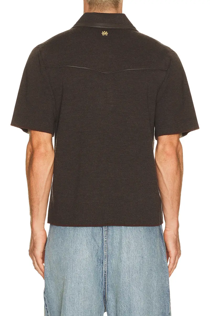 AMIRI Leather Trim Knit Zipped Polo | Thumbnail 2 AMIRI Leather Trim Knit Zipped Polo | Thumbnail 2
