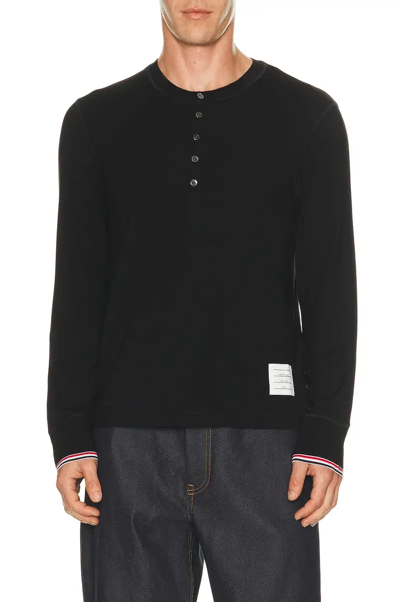 Thom Browne Long Sleeve Jersey Henley | Thumbnail 2