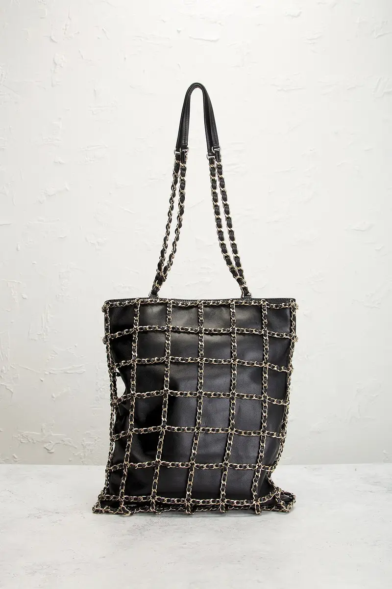 Chanel Chanel Lambskin Chain Frame Shopping Tote Bag | Thumbnail 3 Chanel Chanel Lambskin Chain Frame Shopping Tote Bag | Thumbnail 3