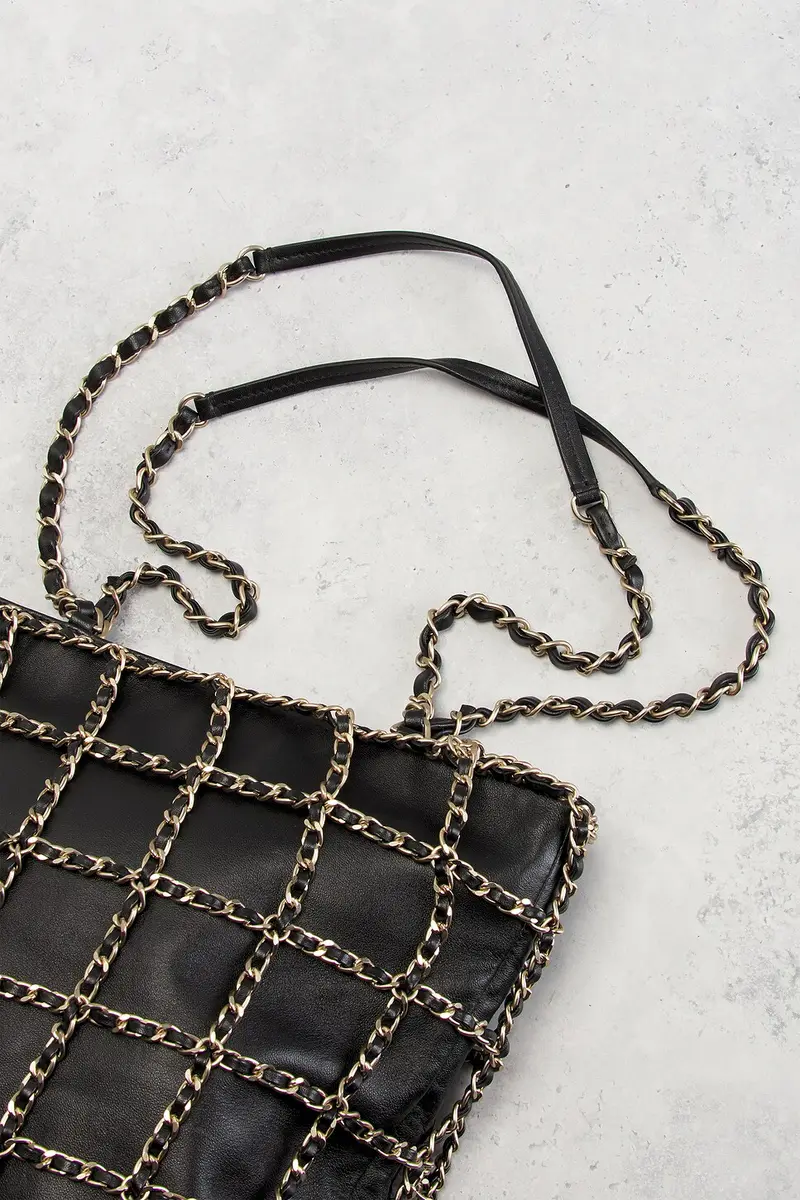 Chanel Chanel Lambskin Chain Frame Shopping Tote Bag | Thumbnail 8 Chanel Chanel Lambskin Chain Frame Shopping Tote Bag | Thumbnail 8