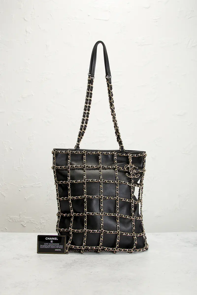 Chanel Chanel Lambskin Chain Frame Shopping Tote Bag | Thumbnail 9 Chanel Chanel Lambskin Chain Frame Shopping Tote Bag | Thumbnail 9