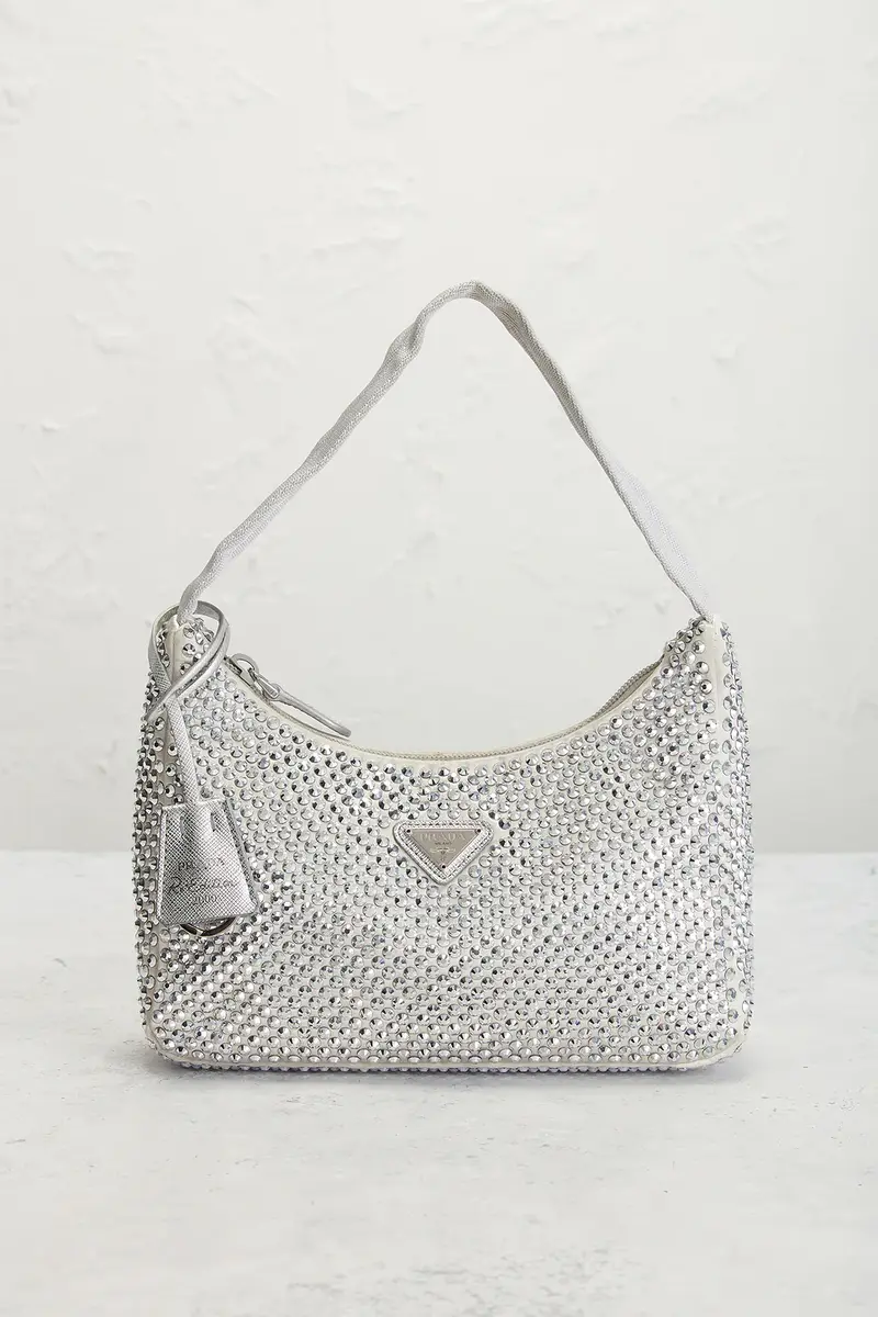 Prada Prada Satin Crystal Embellished Re-Edition 2000 Shoulder Bag | Thumbnail 2 Prada Prada Satin Crystal Embellished Re-Edition 2000 Shoulder Bag | Thumbnail 2