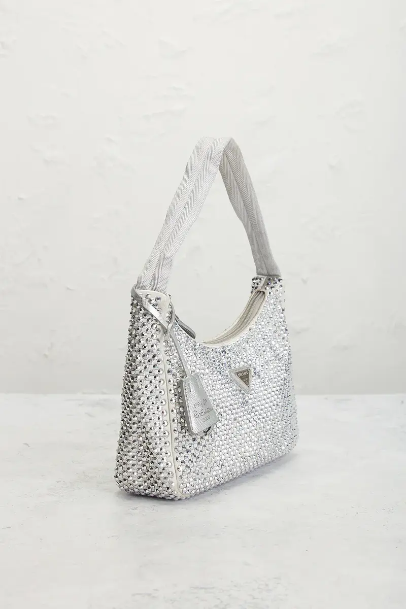 Prada Prada Satin Crystal Embellished Re-Edition 2000 Shoulder Bag | Thumbnail 4 Prada Prada Satin Crystal Embellished Re-Edition 2000 Shoulder Bag | Thumbnail 4