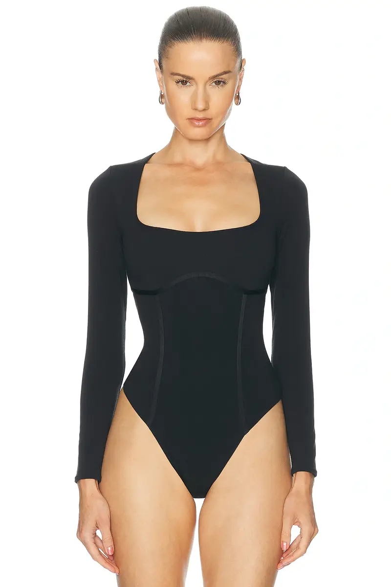 Fleur du Mal Scoop Neck Long Sleeve Bodysuit | Thumbnail 2