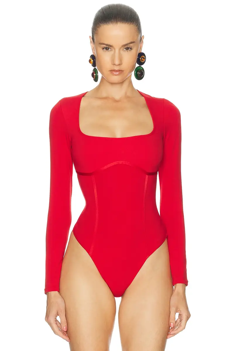 Fleur du Mal Scoop Neck Long Sleeve Bodysuit | Thumbnail 2