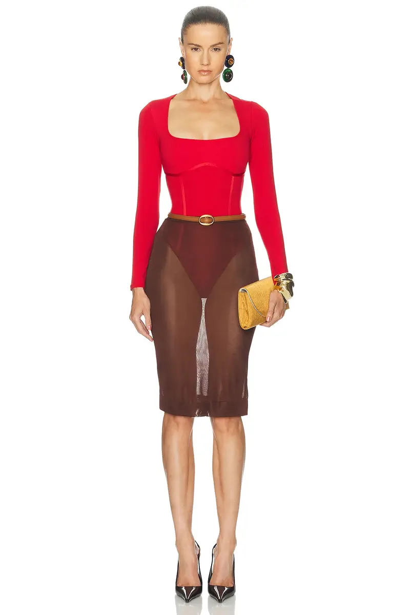 Fleur du Mal Scoop Neck Long Sleeve Bodysuit | Thumbnail 5