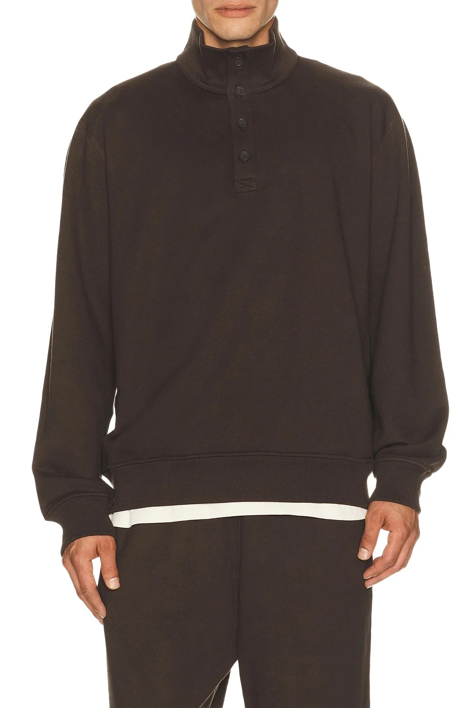 Midweight Terry Standard Button Mockneck Midweight Terry Standard Button Mockneck