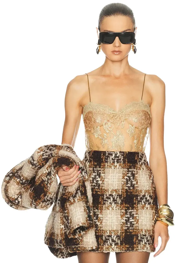 Metallic Floral Sheer Lace Top Metallic Floral Sheer Lace Top