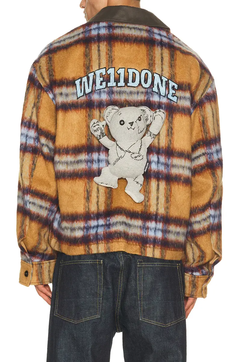 We11Done Camel Teddy Doodle Check Pattern Jacket | Thumbnail 2 We11Done Camel Teddy Doodle Check Pattern Jacket | Thumbnail 2