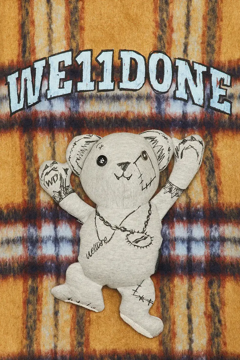 We11Done Camel Teddy Doodle Check Pattern Jacket | Thumbnail 5 We11Done Camel Teddy Doodle Check Pattern Jacket | Thumbnail 5