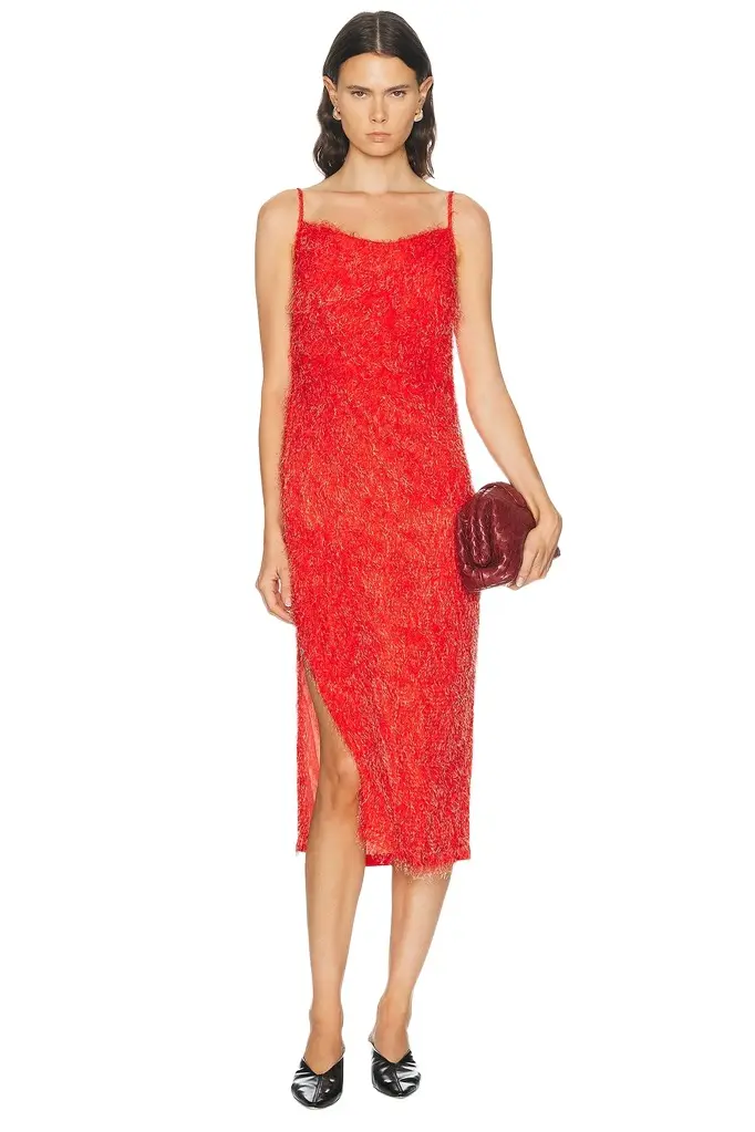 Bottega Veneta Coupe Solid Print Midi Dress