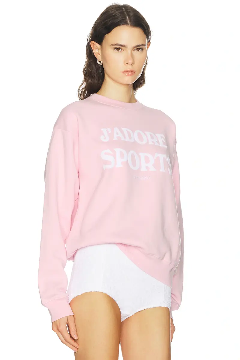 Sporty & Rich J'adore Flocked Crewneck Sweatshirt | Thumbnail 2 Sporty & Rich J'adore Flocked Crewneck Sweatshirt | Thumbnail 2