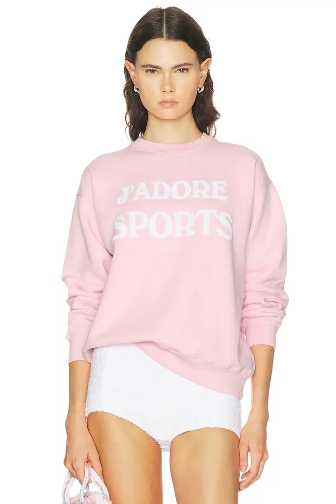 Sporty & Rich J'adore Flocked Crewneck Sweatshirt
