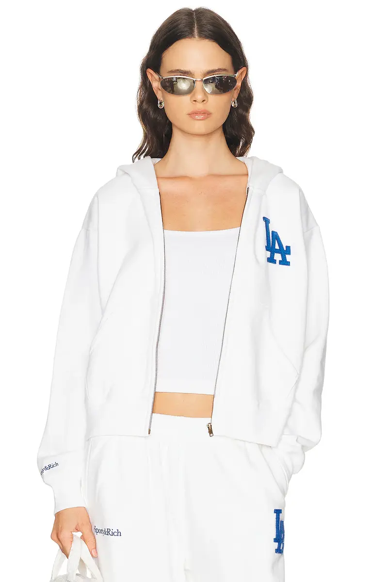 Sporty & Rich x Dodgers LA Serif Zip Hoodie | Thumbnail 2