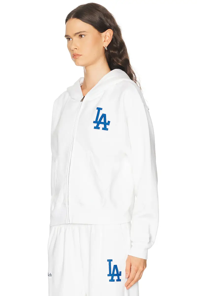 Sporty & Rich x Dodgers LA Serif Zip Hoodie | Thumbnail 3