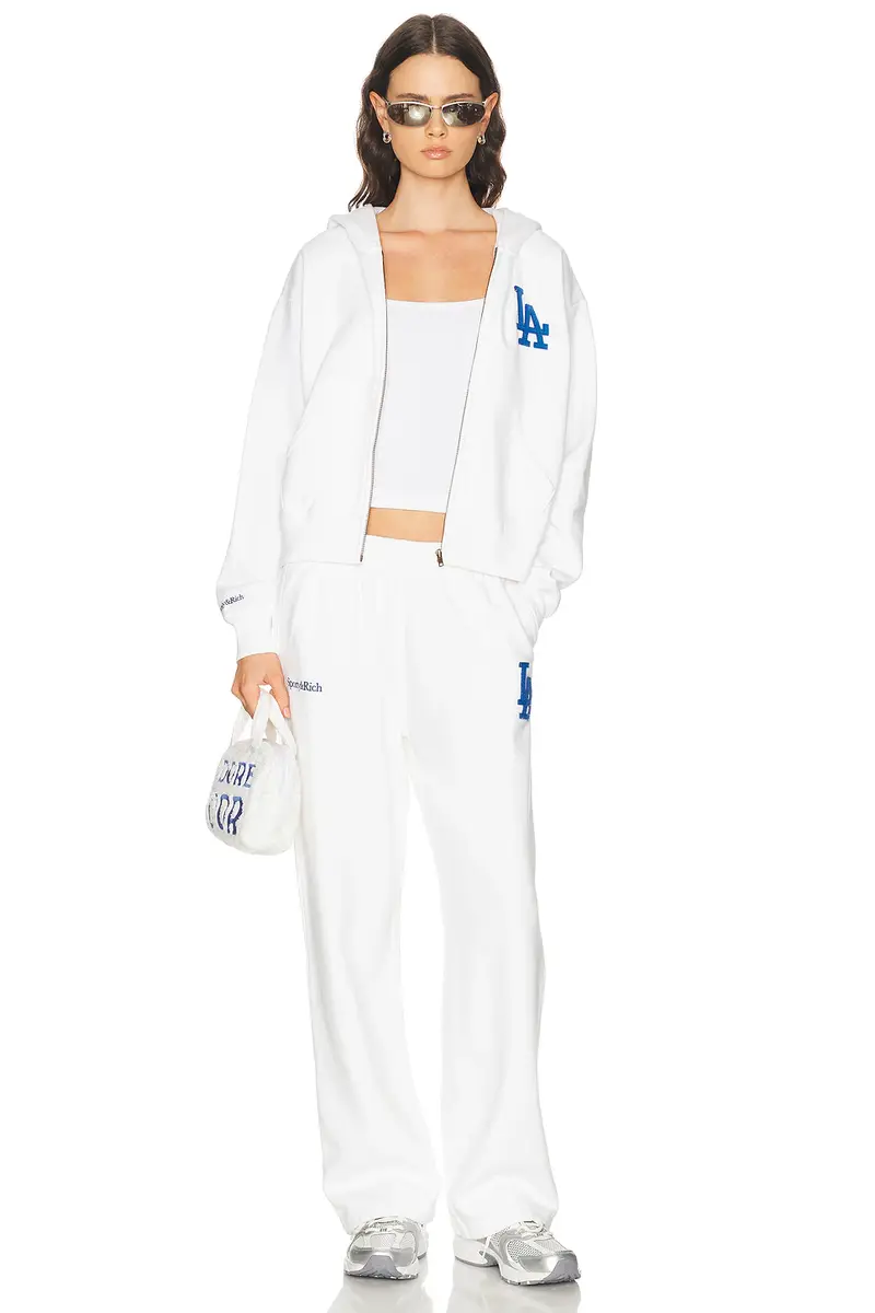 Sporty & Rich x Dodgers LA Serif Zip Hoodie | Thumbnail 5