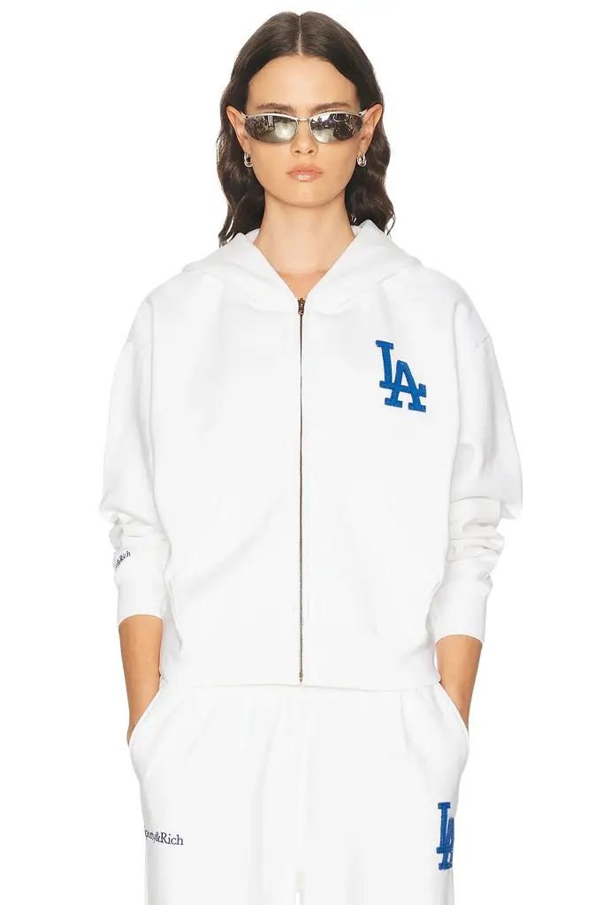 Sporty & Rich x Dodgers LA Serif Zip Hoodie