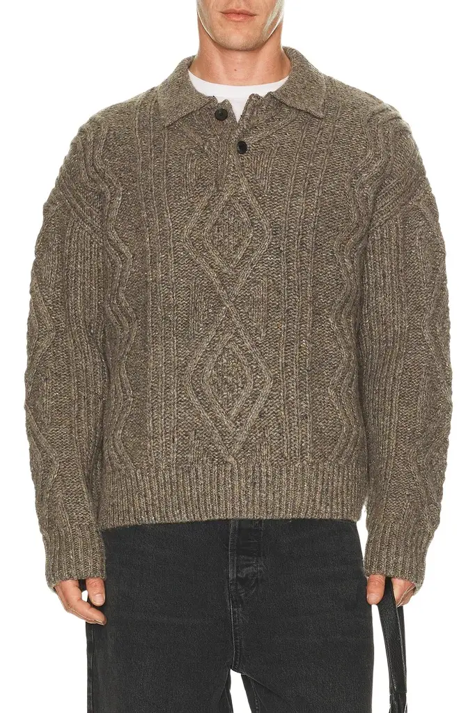 Cable Polo Sweater