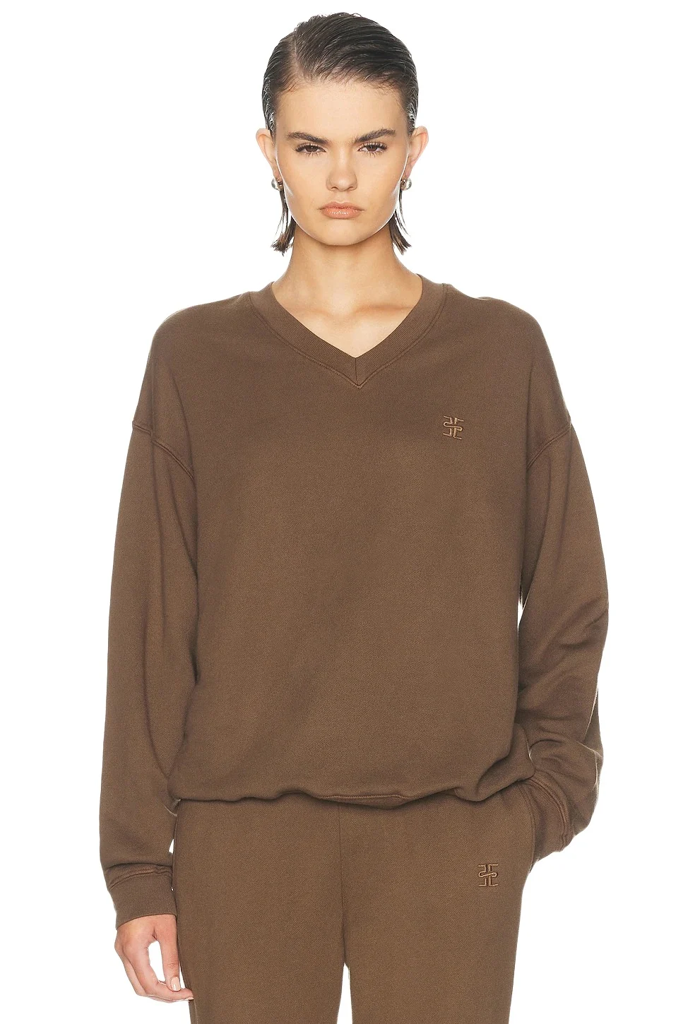 Oversized French Terry V Neck Sweatshirt Oversized French Terry V Neck Sweatshirt