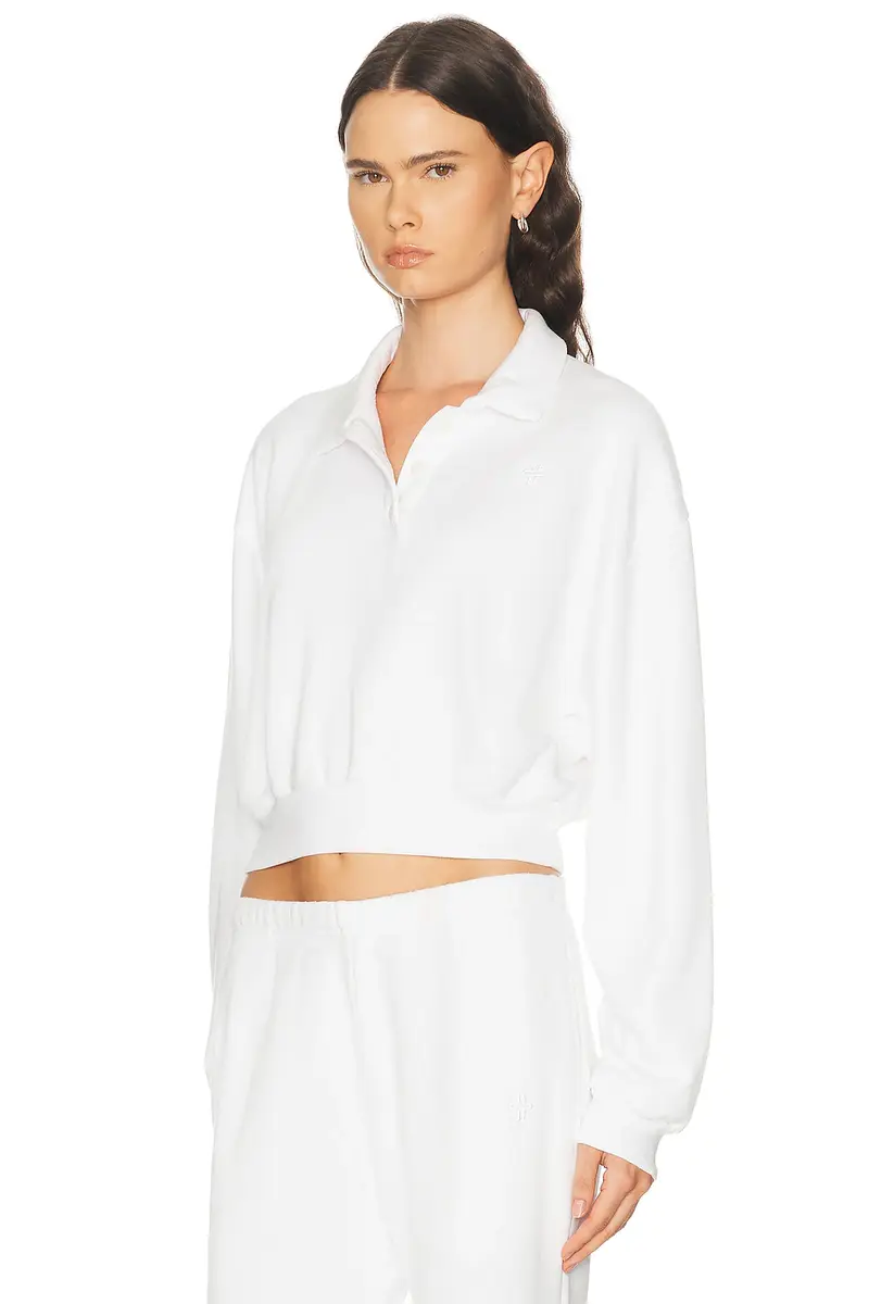 ÉTERNE Cropped French Terry Polo Sweatshirt | Thumbnail 2 ÉTERNE Cropped French Terry Polo Sweatshirt | Thumbnail 2
