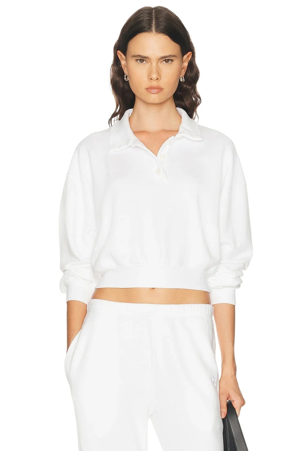 Cropped French Terry Polo Sweatshirt Cropped French Terry Polo Sweatshirt