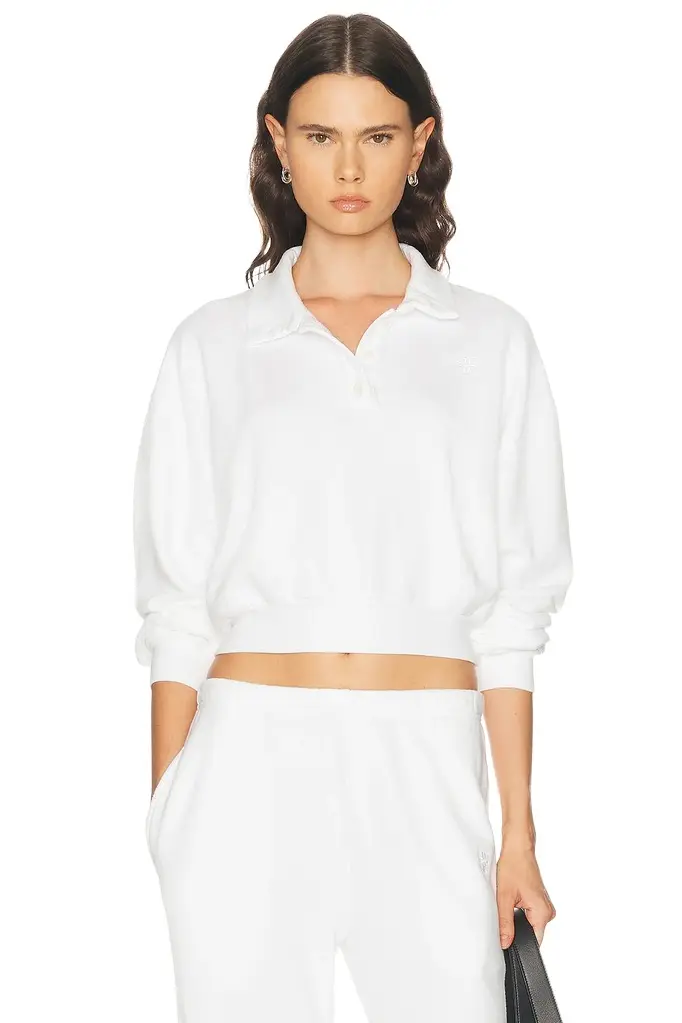 Cropped French Terry Polo Sweatshirt Cropped French Terry Polo Sweatshirt
