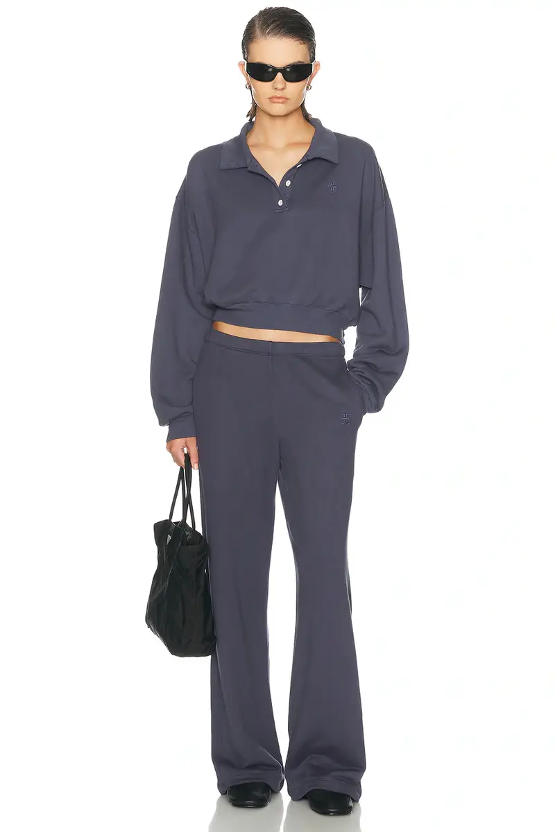 ÉTERNE Cropped French Terry Polo Sweatshirt | Thumbnail 4 ÉTERNE Cropped French Terry Polo Sweatshirt | Thumbnail 4