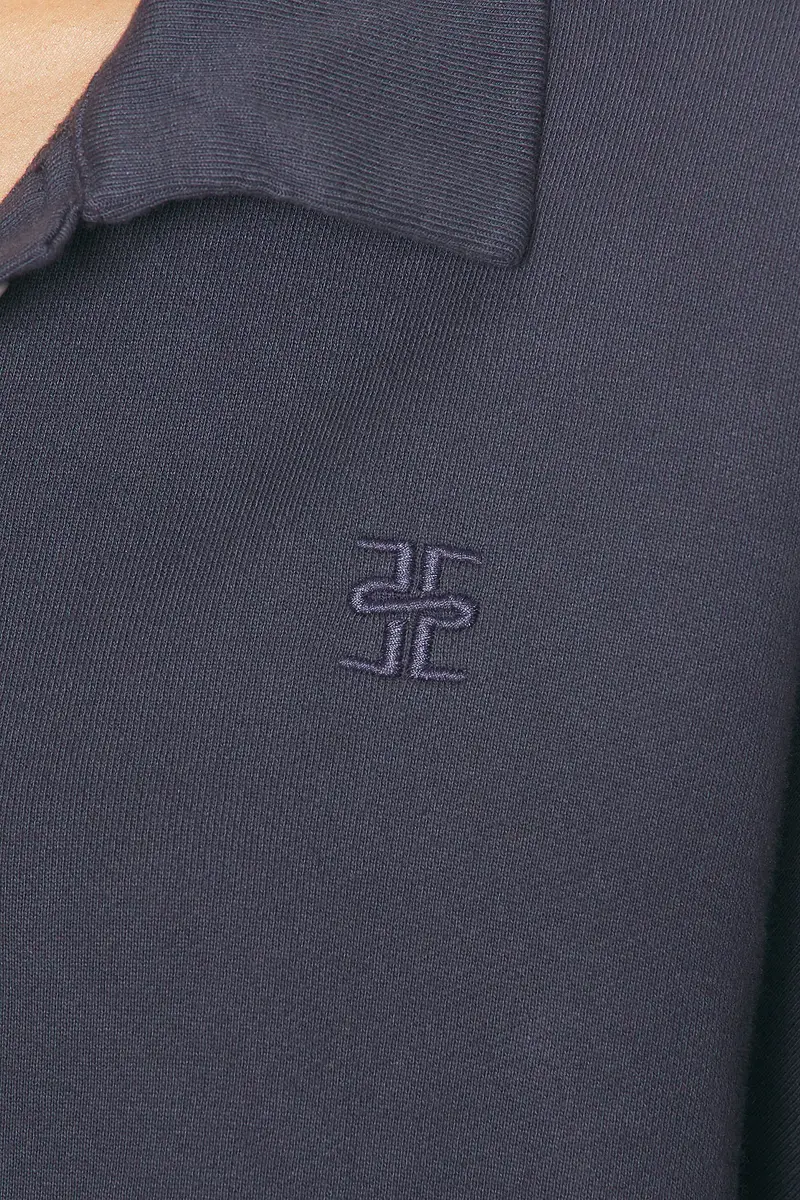 ÉTERNE Cropped French Terry Polo Sweatshirt | Thumbnail 5 ÉTERNE Cropped French Terry Polo Sweatshirt | Thumbnail 5