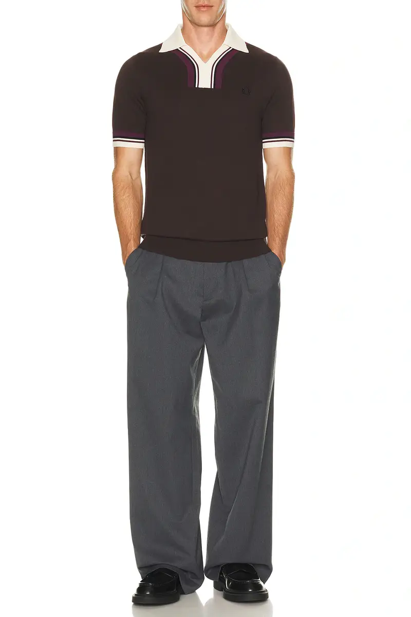 Fred Perry Tipped Open Neck Knitted Shirt | Thumbnail 3 Fred Perry Tipped Open Neck Knitted Shirt | Thumbnail 3