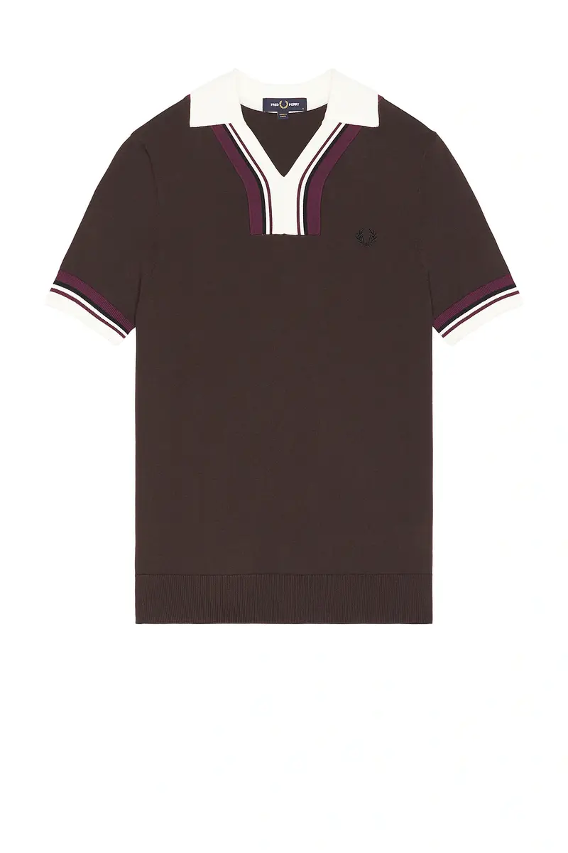 Fred Perry Tipped Open Neck Knitted Shirt | Thumbnail 4 Fred Perry Tipped Open Neck Knitted Shirt | Thumbnail 4