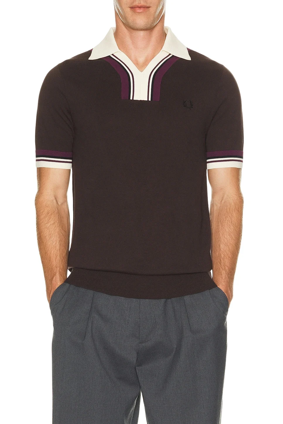 Fred Perry Tipped Open Neck Knitted Shirt