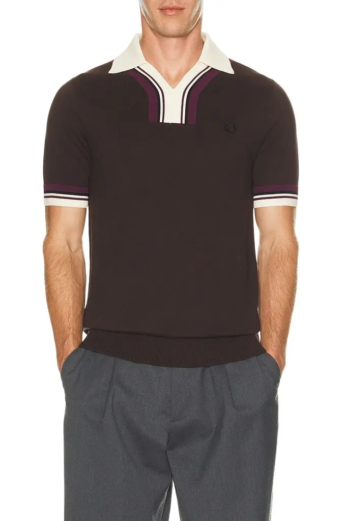 Fred Perry Tipped Open Neck Knitted Shirt