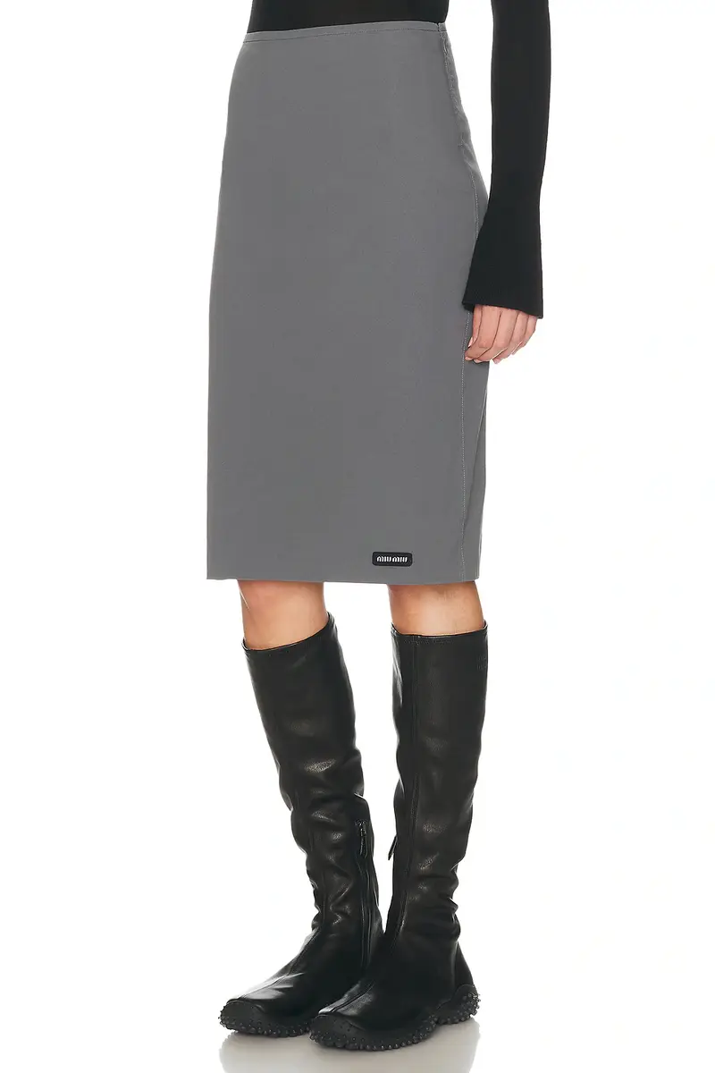 Miu Miu Popeline Stretch Skirt | Thumbnail 3 Miu Miu Popeline Stretch Skirt | Thumbnail 3